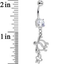 Load image into Gallery viewer, Clear Gem Love My Tortoise Heart Dangle Belly Ring
