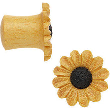 Load image into Gallery viewer, 00G Organic Blonde Wood Fresh SunFlower Saddle Plug Set
