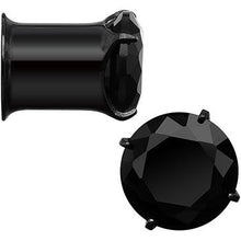 Load image into Gallery viewer, 0G Black CZ Gem Black IP Bling Double Flare Plug Set

