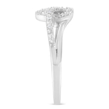 Load image into Gallery viewer, .925 Sterling Silver 1/8 Cttw Diamond Open Heart Leaf Curvy Bypass Accent Fashion or Promise Ring (I-J Color, I2-I3 Clarity) - Size 6

