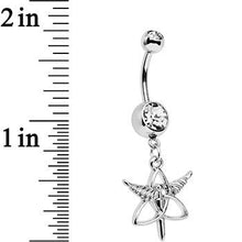 Load image into Gallery viewer, Clear Gem Heroic Heralds Staff and Trinity Dangle Belly Ring
