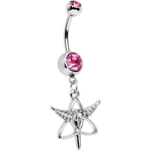 Load image into Gallery viewer, Pink Gem Heroic Heralds Staff and Trinity Dangle Belly Ring

