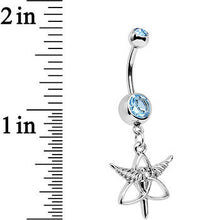Load image into Gallery viewer, Aqua Gem Heroic Heralds Staff and Trinity Dangle Belly Ring
