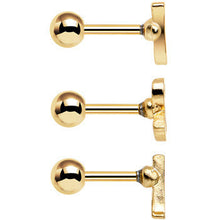 Load image into Gallery viewer, Gold Anodized Red White Blue USA Tragus Cartilage Earring Set of 3
