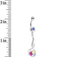 Load image into Gallery viewer, Aurora Gem Teriyaki Twisted Strip Drop Dangle Belly Ring
