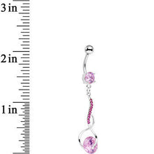 Load image into Gallery viewer, Pink Gem Teriyaki Twisted Strip Drop Dangle Belly Ring
