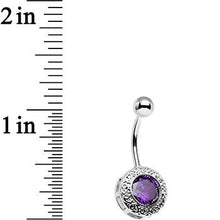 Load image into Gallery viewer, Purple Gem Cute as a Button Lattice Frame Belly Ring
