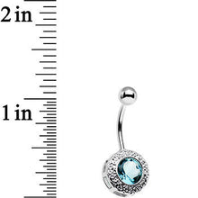 Load image into Gallery viewer, Aqua Gem Cute as a Button Lattice Frame Belly Ring
