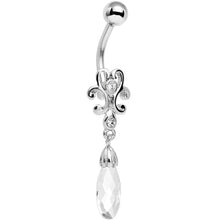 Load image into Gallery viewer, Clear Gem Filigree Drop Dangle Belly Ring
