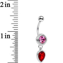Load image into Gallery viewer, Pink Red CZ Gem Simpe Sass Dangle Belly Ring
