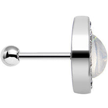 Load image into Gallery viewer, 16G 1/4 White Faux Opal Clear CZ Teardrop Cartilage Earring
