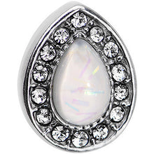 Load image into Gallery viewer, 16G 1/4 White Faux Opal Clear CZ Teardrop Cartilage Earring
