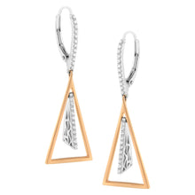 Load image into Gallery viewer, 14K Rose and White Gold 3/8 Cttw Diamond Windchime Drop and Dangle Earring (G-H Color, SI1-SI2 Clarity)
