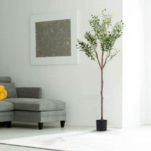 Load image into Gallery viewer, 5.9ft Artificial Olive Tree with Lush Olive Branches and Fruits with Black Planter Pot
