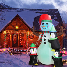 Load image into Gallery viewer, 5.9Ft Snowman and Penguin Blow Up Yard Decoration with LED Light Built-in Air Blower
