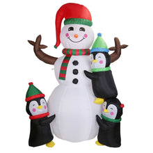 Load image into Gallery viewer, 5.9Ft Snowman and Penguin Blow Up Yard Decoration with LED Light Built-in Air Blower
