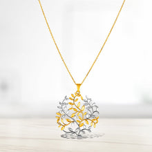 Load image into Gallery viewer, 14k Two-Tone Yellow and White Gold Tree of Life Pendant
