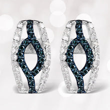 Load image into Gallery viewer, 0.42 Carat Genuine Blue Diamond &amp; White Diamond .925 Sterling Silver Earrings
