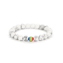Load image into Gallery viewer, 2Pcs/set White Black Couple Magnetic Bracelets Natural Stone Matching Bracelet Magnetic Beaded Bracelets Set Attraction Friendship Relationship Wish Bracelet Gift For Women Men Him Her Best Friends
