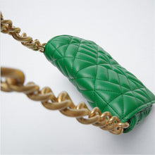 Load image into Gallery viewer, New Adorable Women's Handbag Green Small Flap Shoulder Bag In Thick Metal Chain Women's Clutch Bags Luxury  Ladies Shoulder Purse
