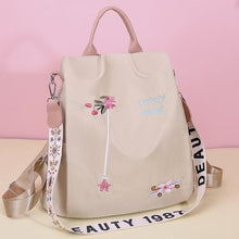 Load image into Gallery viewer, Cloth Backpack Female Embroidery Backpack Bag Nylon Anti-Theft Waterproof Women's Backpack Fashionable Anti-theft Women Backpacks Nice Print School Bag High Quality Large Capacity Backpack (
