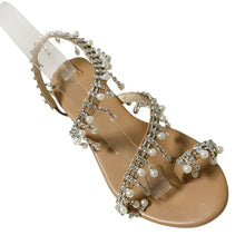 Load image into Gallery viewer, Rhinestones Sandals Summer Beach Slippers For Women Flip Flops Crystal Beach Sliders Slippers Casual Summer Dressy Rhinestone Glitter Open Toe Flat Sandals Travel Beach Bling Crystal Slip On Shiny Luxury Slippers
