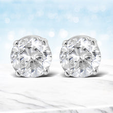 Load image into Gallery viewer, 14K White Gold 5/8 Cttw Round Brilliant-Cut Lab Grown Diamond Classic 4-Prong Push back Stud Earrings (F-G Color, VS1-VS2 Clarity)
