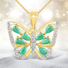 Load image into Gallery viewer, 1.90 Carat Genuine Emerald and White Diamond .925 Sterling Silver Pendant
