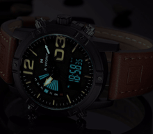 Load image into Gallery viewer, Men's Multifunction Digital Analog Waterproof Watch With Alarm And Automatic Time Zones Unique Design Excellent Gift
