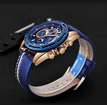 Load image into Gallery viewer, Men's Waterproof Sports  Watch With Leather Belts, Chronometers Day View Fluorescent Pointers Unique Design Perfect Gift
