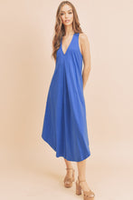 Load image into Gallery viewer, New Summer Front Pleat Detail V-Neck Sleeveless Midi Dress–Elegant, Feminine &amp; Versatile Dress with Pleat Detailing, V-Neckline &amp; Sleeveless Design for Both Casual &amp; Formal Occasions
