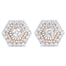 Load image into Gallery viewer, 14K Rose and White Gold 1 7/8 Cttw Round Diamond Double Halo Earring Jacket for 6mm Round Studs (G-H Color, VS2-SI1 Clarity)
