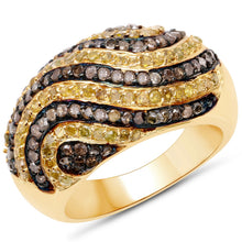 Load image into Gallery viewer, 14K Yellow Gold Plated 1.19 Carat Genuine Champagne Diamond and Yellow Diamond .925 Sterling Silver Ring
