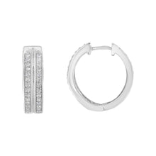 Load image into Gallery viewer, 10K White Gold Diamond Hoop Earring (1/2 cttw, I-J Color, I2-I3 Clarity)
