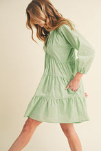 Load image into Gallery viewer, Notched Balloon Sleeve Tiered Mini Summer Dress For Women, A Chic &amp; Trendy Statement and Comfortable Piece
