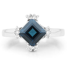 Load image into Gallery viewer, 1.99 Carat Genuine London Blue Topaz &amp; White Topaz .925 Sterling Silver Ring
