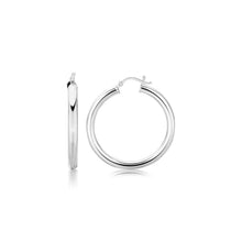 Load image into Gallery viewer, Sterling Silver Thick Rhodium Plated Polished Hoop Style Earrings (35mm)
