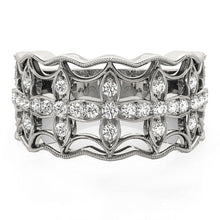 Load image into Gallery viewer, Diamond Studded Four Leaf Clover Motif Ring in 14k White Gold (1/4 cttw)
