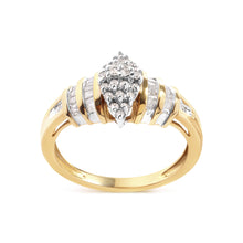 Load image into Gallery viewer, 10K Yellow Gold 1/2 Cttw Diamond Pear Shaped Head and Multi Row Channel Set  Shank Ring (H-I Color, SI2-I1 Clarity) - Ring Size 7
