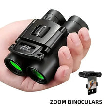 Load image into Gallery viewer, High Powered Mini Pocket Binoculars 10x25 with Phone Adapter – Compact, Lightweight, Portable – Black
