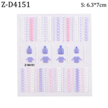 Load image into Gallery viewer, 5D Sweater Nail Sticker Acrylic Engraved Winter Charm Designs Beauty Cloth Christmas Patterns Nails Art Decoration Tools  Nail Art Stickers Decor Tip Transfer Nail Decals Sticker For Pretty Girl Self-Adhesive Nail Decals Designer Nail Stickers
