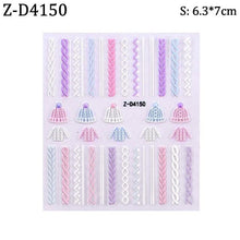 Load image into Gallery viewer, 5D Sweater Nail Sticker Acrylic Engraved Winter Charm Designs Beauty Cloth Christmas Patterns Nails Art Decoration Tools  Nail Art Stickers Decor Tip Transfer Nail Decals Sticker For Pretty Girl Self-Adhesive Nail Decals Designer Nail Stickers
