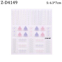 Load image into Gallery viewer, 5D Sweater Nail Sticker Acrylic Engraved Winter Charm Designs Beauty Cloth Christmas Patterns Nails Art Decoration Tools  Nail Art Stickers Decor Tip Transfer Nail Decals Sticker For Pretty Girl Self-Adhesive Nail Decals Designer Nail Stickers
