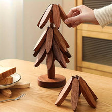 Load image into Gallery viewer, Solid Wood Heat-Resistant Table Mats – Tree-Shaped Coasters Set
