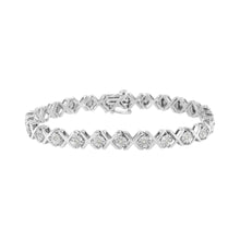 Load image into Gallery viewer, .925 Sterling Silver 1/4 Cttw Miracle Set Diamond "X" Link Bracelet (I-J Color, I3 Clarity) - 7.25"
