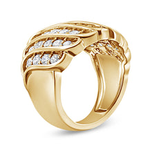 Load image into Gallery viewer, 14K Yellow Gold Plated .925 Sterling Silver 2.00 Cttw Diamond Multi Row Band Ring (J-K Color, I1-I2 Clarity) - Ring Size 7
