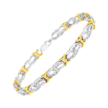 Load image into Gallery viewer, 10k Yellow Gold Plated Sterling Silver 1/4 cttw Diamond Infinity and X Link Bracelet (I-J Clarity, I2-I3 Color) - Size 7.25"
