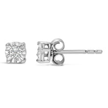 Load image into Gallery viewer, .925 Sterling Silver 1/10 Cttw Round Brilliant-Cut Lab Grown Diamond Miracle-Set Stud Earrings (F-G Color, VS1-VS2 Clarity)
