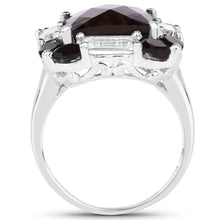 Load image into Gallery viewer, 7.43 Carat Genuine Smoky Quartz &amp; White Topaz .925 Sterling Silver Ring

