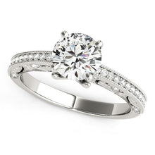 Load image into Gallery viewer, 14k White Gold Antique Pronged Round Diamond Engagement Ring (1 1/8 cttw)
